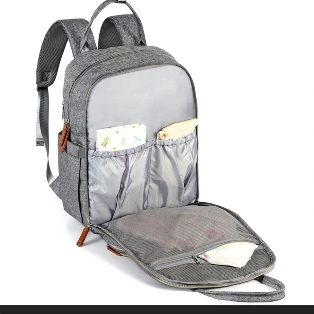Ruvalino diaper bag backpack with many compartments gray color nice cond…